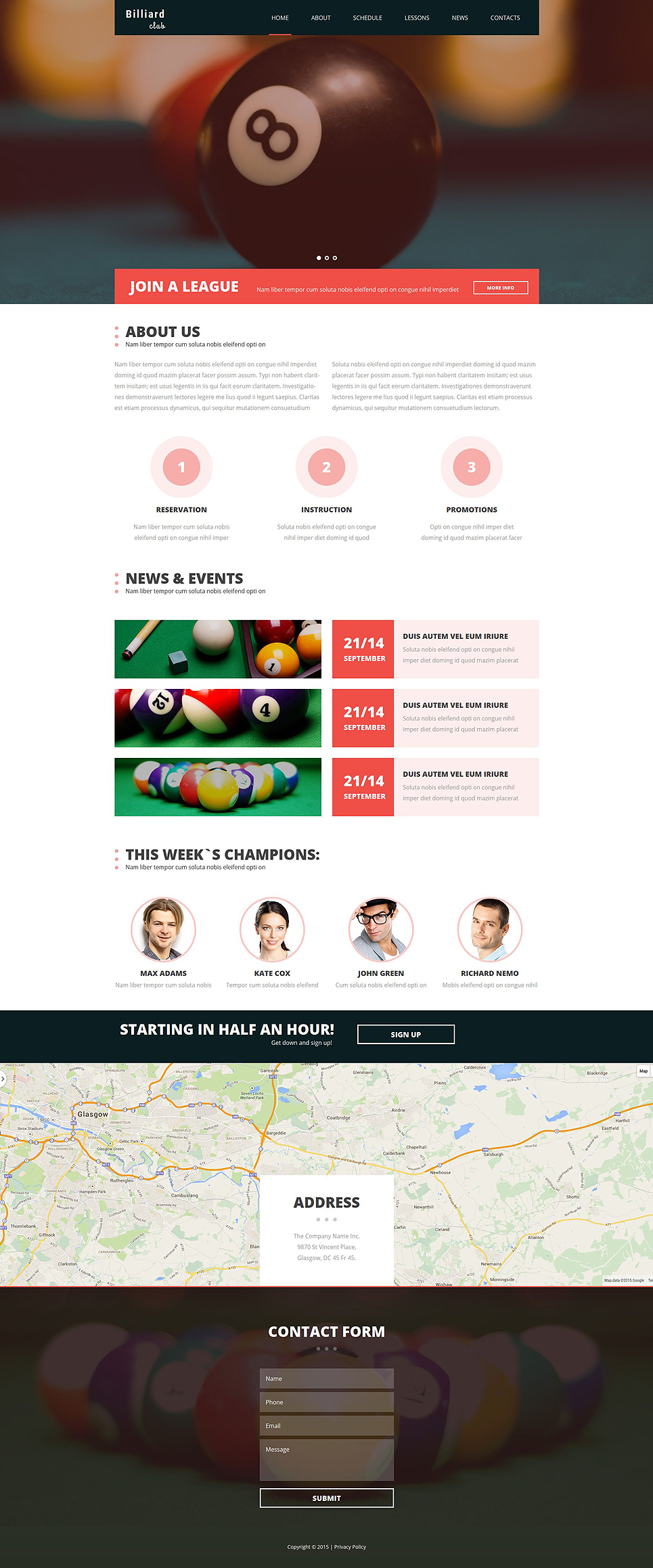 Billiard Room Website Template New Screenshots BIG