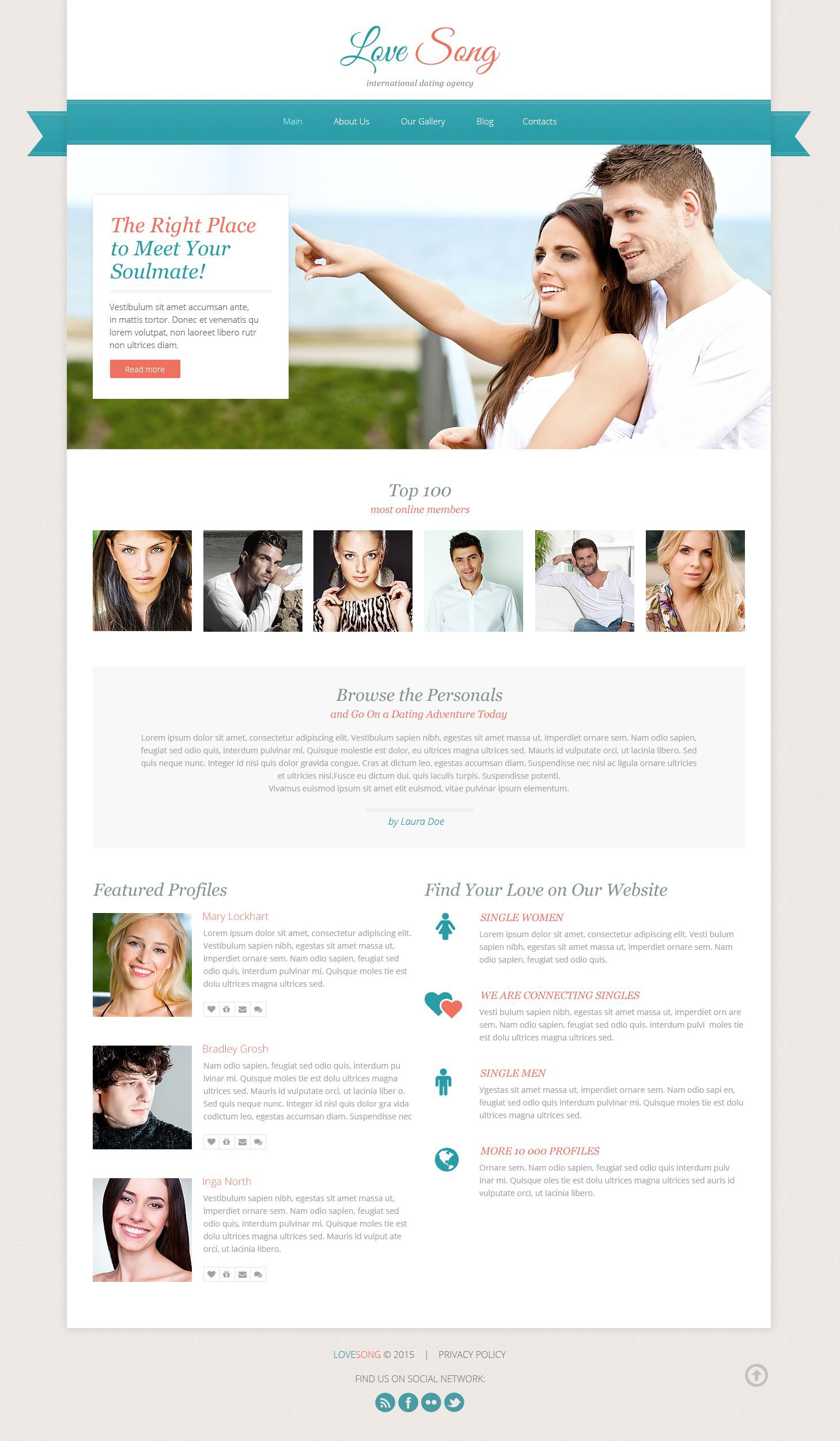 Dating Responsive Website Template #53650