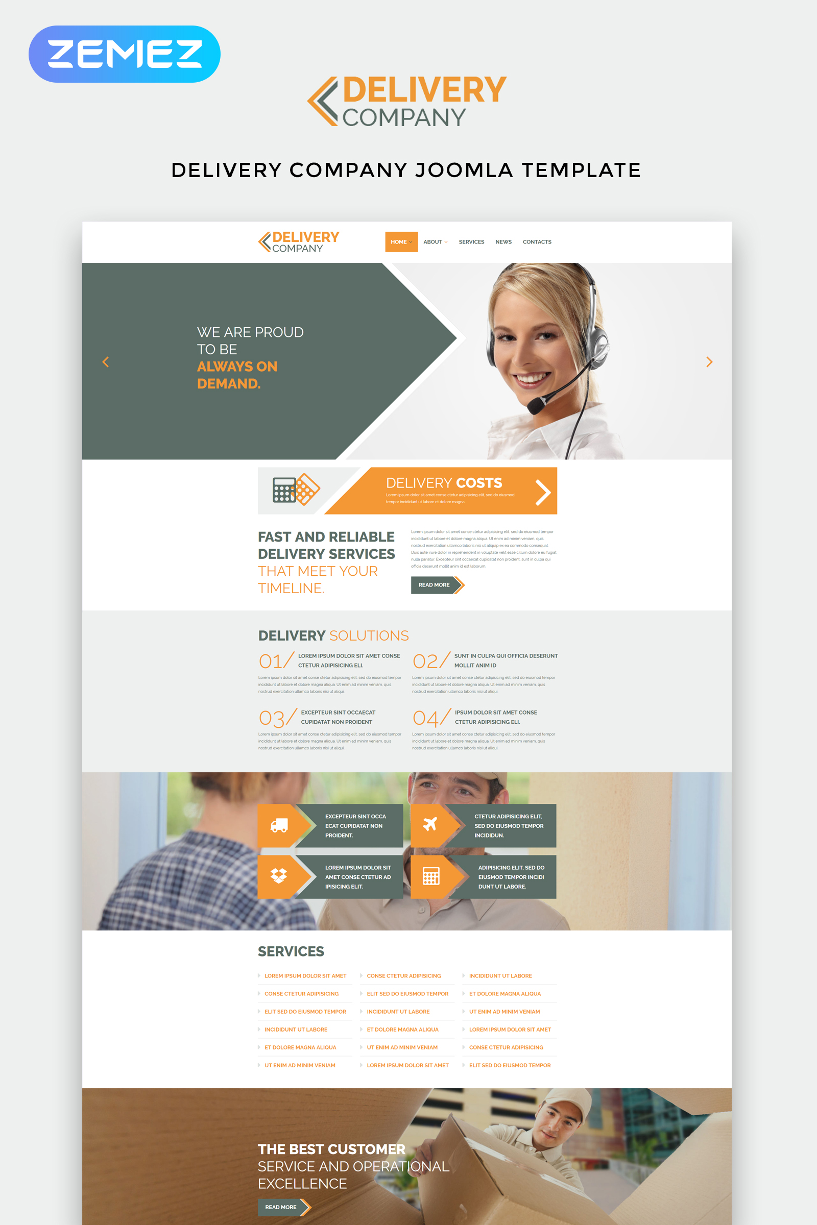 "Delivery Company - Delivery Services Clean" 响应式Joomla模板 #53693