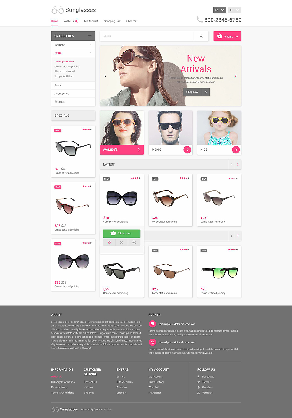 Eyewear OpenCart Template New Screenshots BIG