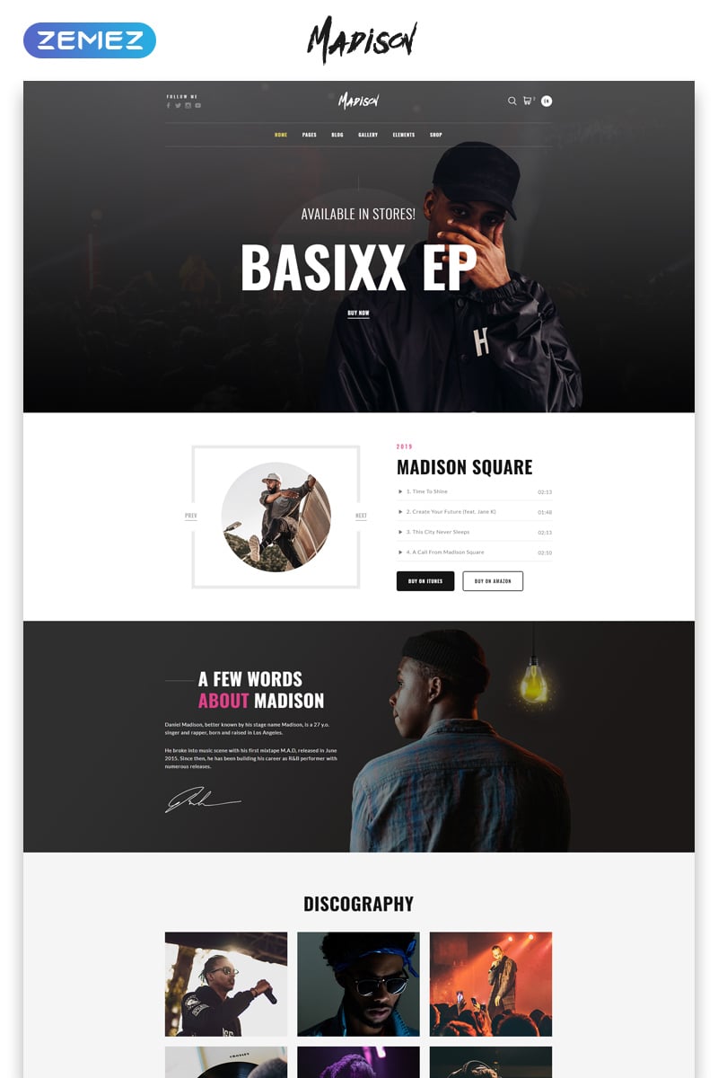 Madison - Music Band Multipage Modern HTML Website Template
