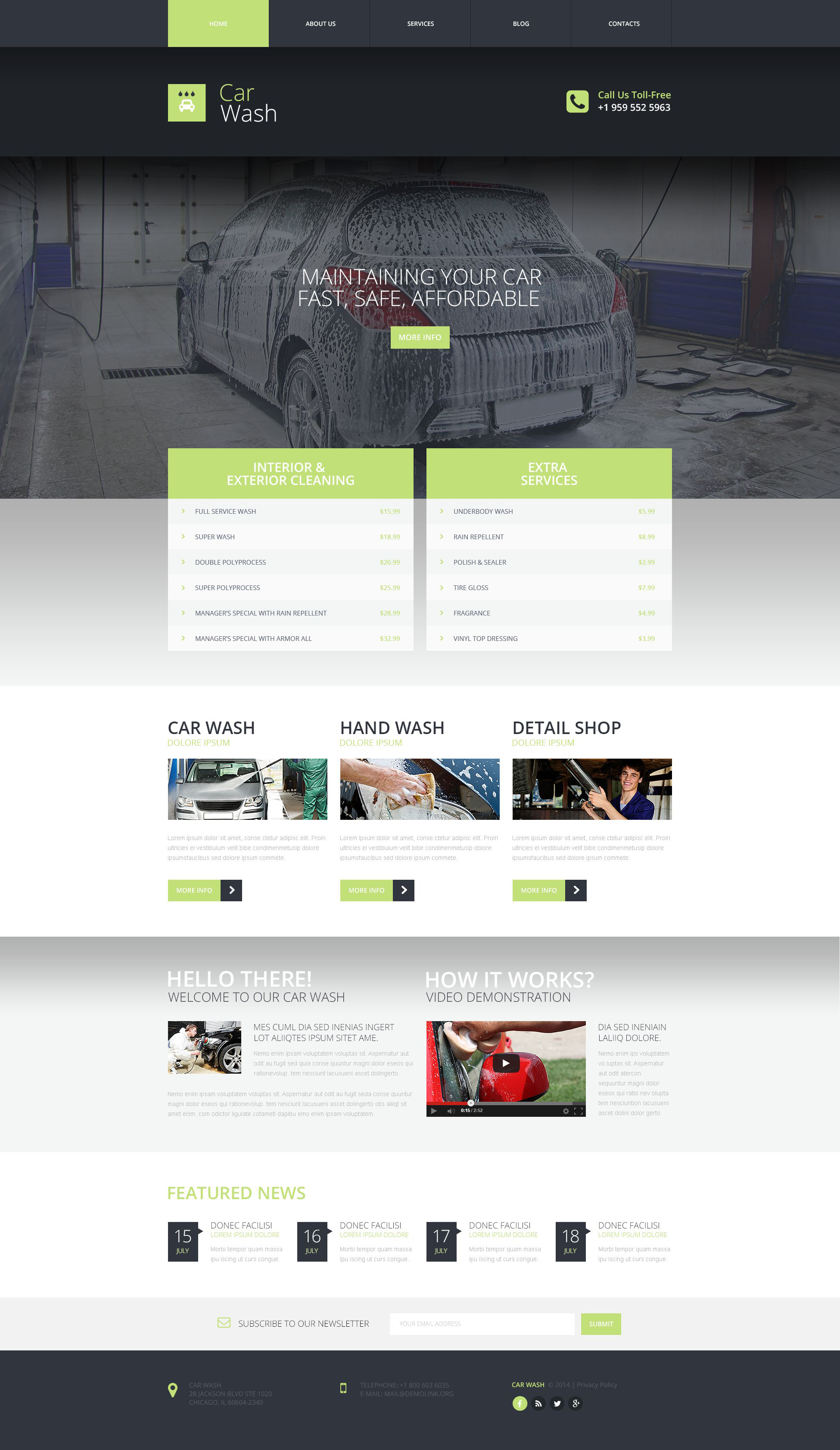 Plantilla Web Responsive para Sitio de Lavado de autos #53652 - captura de pantalla