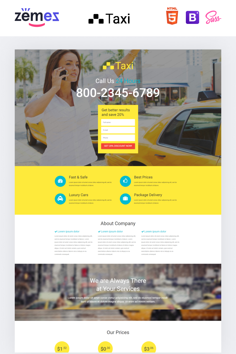 Responsive Taksi Açılış Sayfası #53688 - Ekran resmi