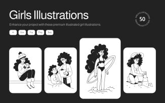 Girl Illustration Art Set