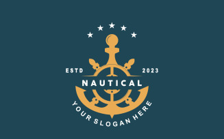 Ship Rudder Logo Maritime Vector Simple V6