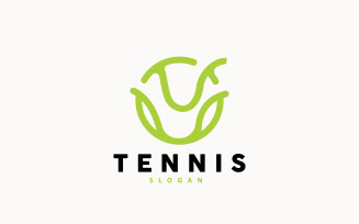 Tennis Logo Design Vector Simple Silhouette V6