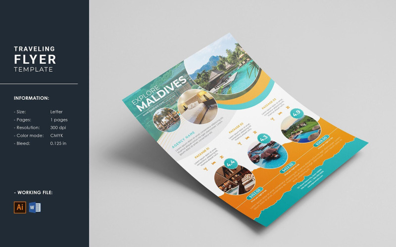 Travel Agency Flyer Template – Editable Design for Tours & Vacation Deals Corporate Identity