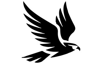 A logo design featuring a stylized falcon