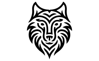 A logo design featuring a stylized WOLF head