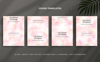 Editable Vacation Journal Cover Template Set– Watercolor Brush Stroke Design for KDP