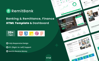 RemitBank – Banking & Remittance Transfer HTML Template, RTL And Dashboard
