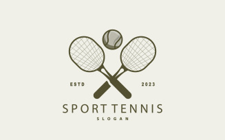 Tennis Logo Design Vector Simple Silhouette V12
