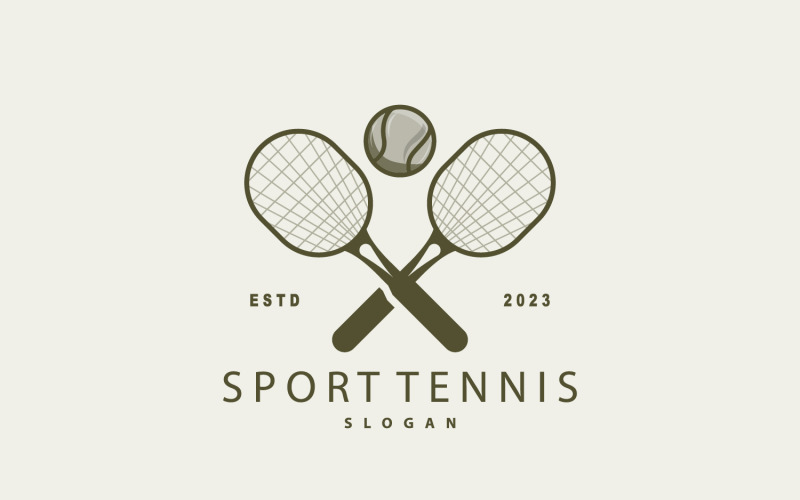 Tennis Logo Design Vector Simple Silhouette V12 Logo Template