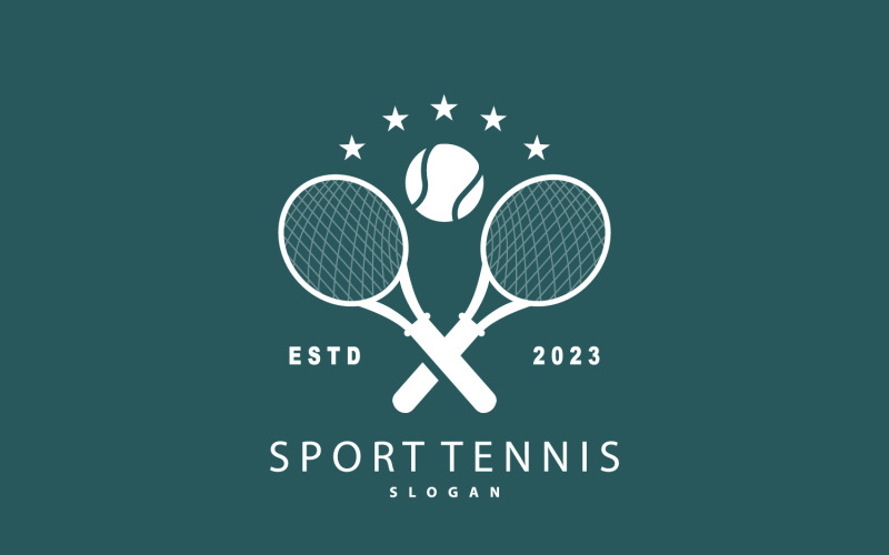 Tennis Logo Design Vector Simple Silhouette V14 Logo Template