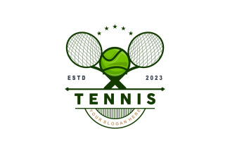 Tennis Logo Design Vector Simple Silhouette V15