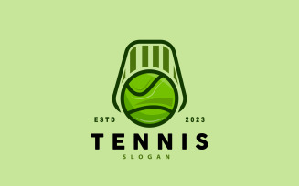 Tennis Logo Design Vector Simple Silhouette V16