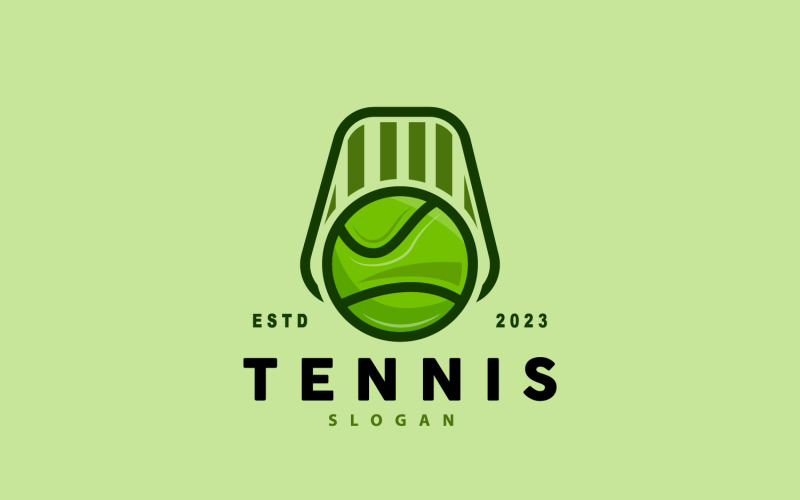 Tennis Logo Design Vector Simple Silhouette V16 Logo Template