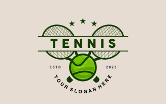 Tennis Logo Design Vector Simple Silhouette V18