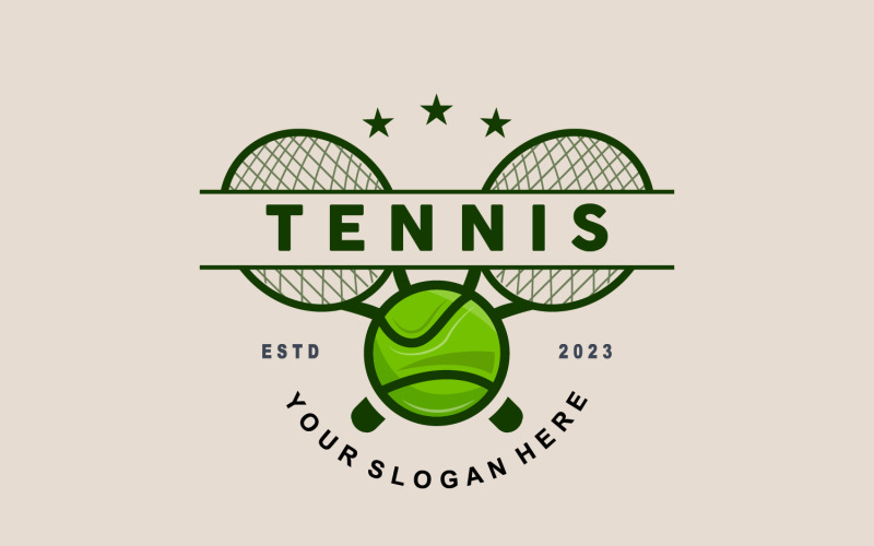 Tennis Logo Design Vector Simple Silhouette V18 Logo Template