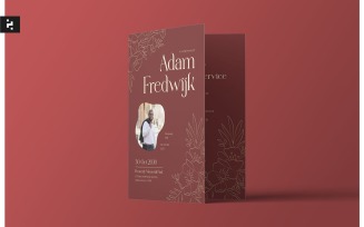 Red Floral Funeral Program