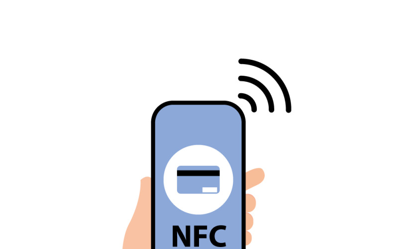 Secure NFC Smartphone Payment: Fast Contactless Transaction Technology Vector Graphic