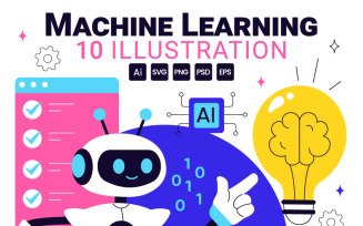 10 Machine Learning Vector Illustration