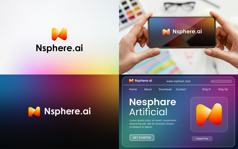 Creative Gradient Letter N Logo Template