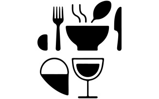 The minimalist illustration of various food icons