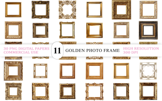 Golden Baroque Picture Frame Collection | Luxury Antique Frame PNGs for Digital & Printable