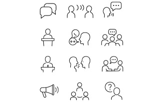 Minimalist speaking icon set illustration with white background