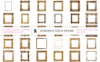 Vintage Golden Frame Borders | Luxury Gold Picture Frame PNG | Elegant Baroque Gold Frame PNG
