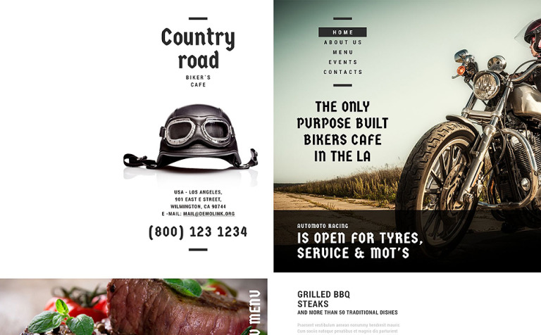 Biker's cafe Responsive Website Theme Big Screenshot Biker's cafe Website Template New Screenshots BIG