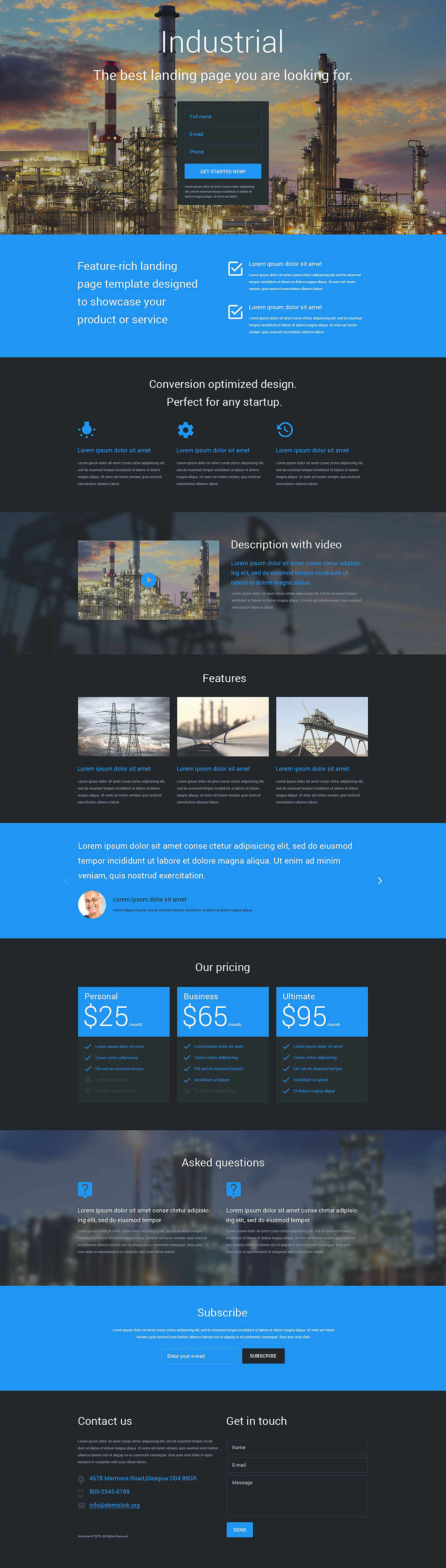Industrial Responsive Landing Page Template New Screenshots BIG