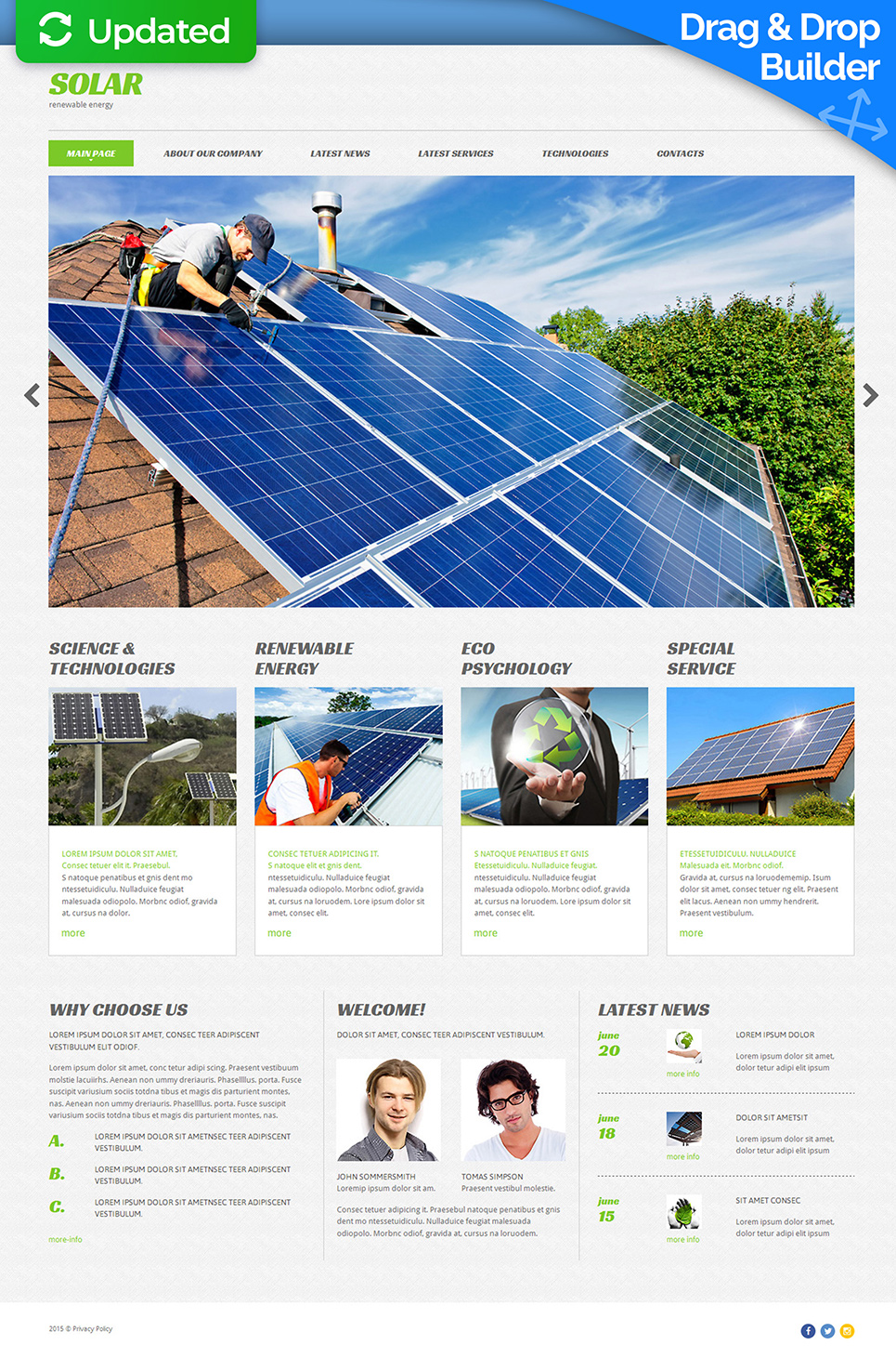 Make a Website for Solar Energy Company Responsive Moto CMS 3 Template 53742