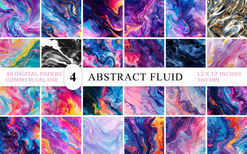 Fluid Art Liquid Ink Texture Bundle | Abstract Fluid Gradient Background | Colorful Marble Acrylic