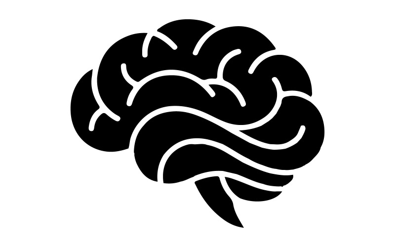 A brain icon silhouette vector art illustration Illustration