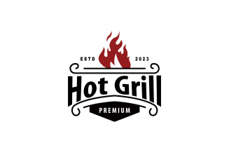 BBQ Hot Grill Logo Barbeque Vint2e V