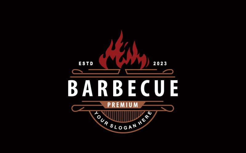 BBQ Hot Grill Logo Barbeque Vintage V3 Logo Template