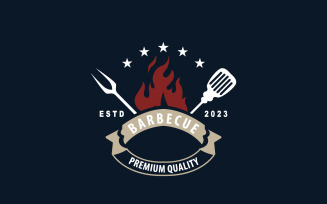 BBQ Hot Grill Logo Barbeque Vintage V5