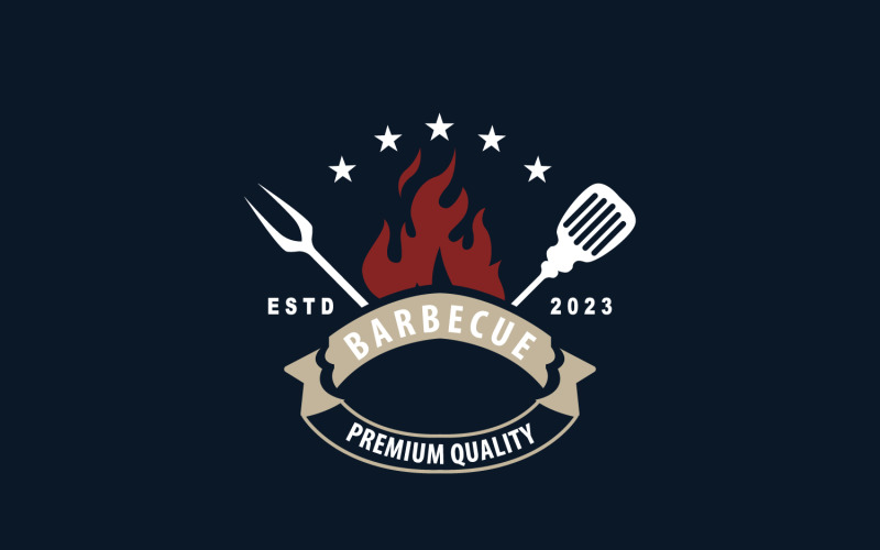 BBQ Hot Grill Logo Barbeque Vintage V5 Logo Template