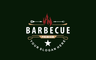 BBQ Hot Grill Logo Barbeque Vintage V6