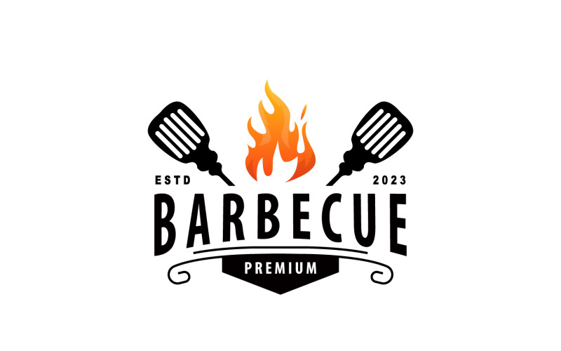 BBQ Hot Grill Logo Barbeque Vintage V8 Logo Template