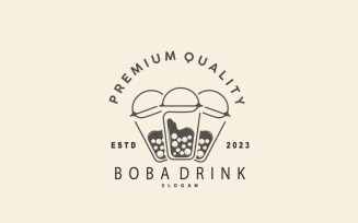Boba Drink Logo Milk Jelly Drink V1