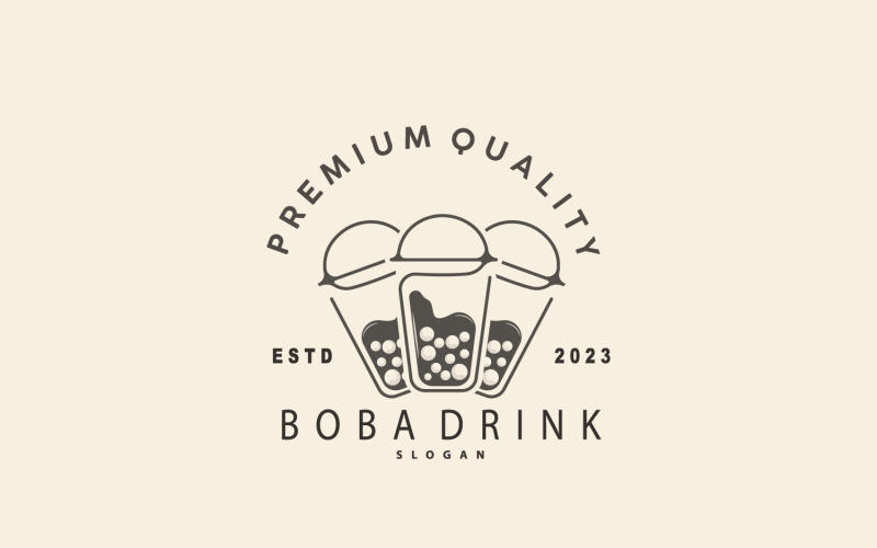 Boba Drink Logo Milk Jelly Drink V1 Logo Template