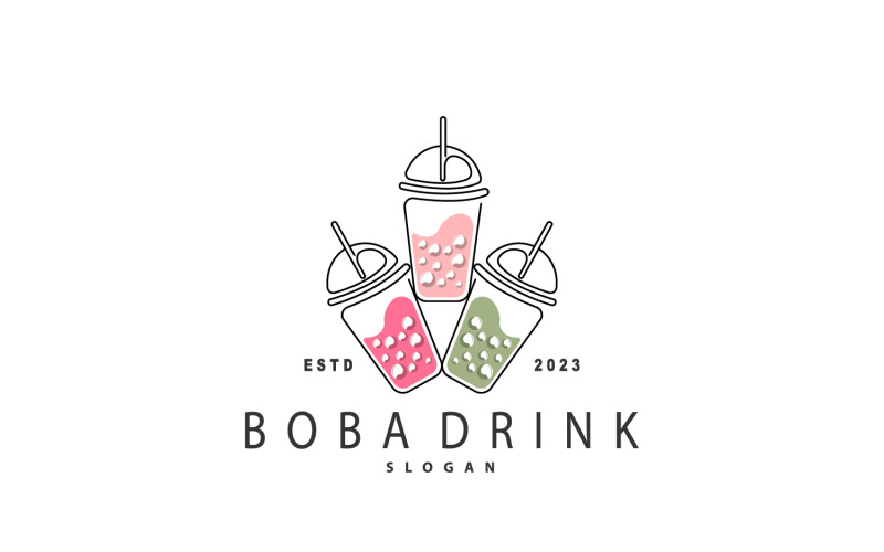 Boba Drink Logo Milk Jelly Drink V2 Logo Template