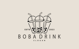 Boba Drink Logo Milk Jelly Drink V3