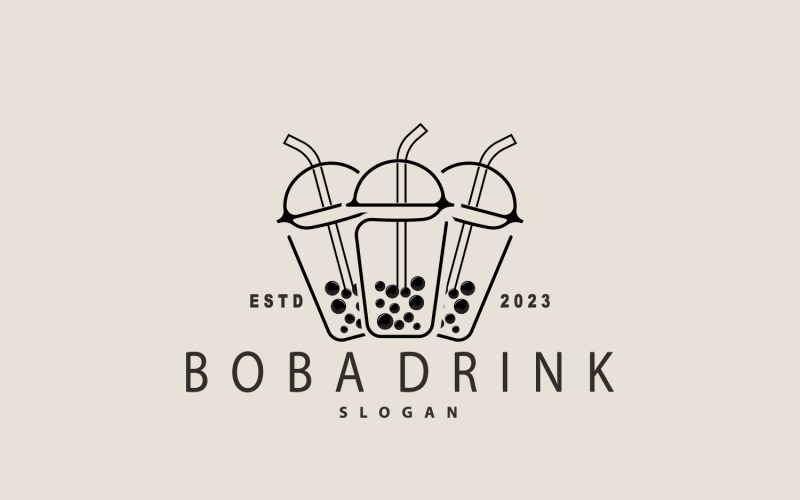 Boba Drink Logo Milk Jelly Drink V3 Logo Template