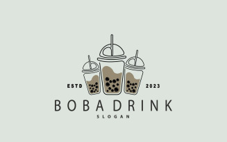 Boba Drink Logo Milk Jelly Drink V4