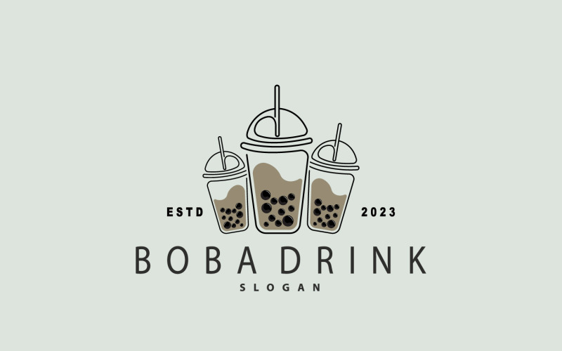 Boba Drink Logo Milk Jelly Drink V4 Logo Template