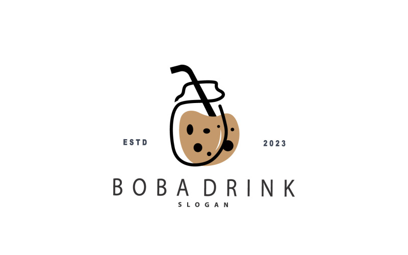 Boba Drink Logo Milk Jelly Drink V5 Logo Template